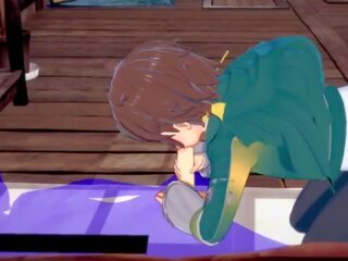Konosuba yaoi - kazuma výstřik s připojenými opčními v jeho ústa - japonská asijské manža anime hra dospělý film homosexuální